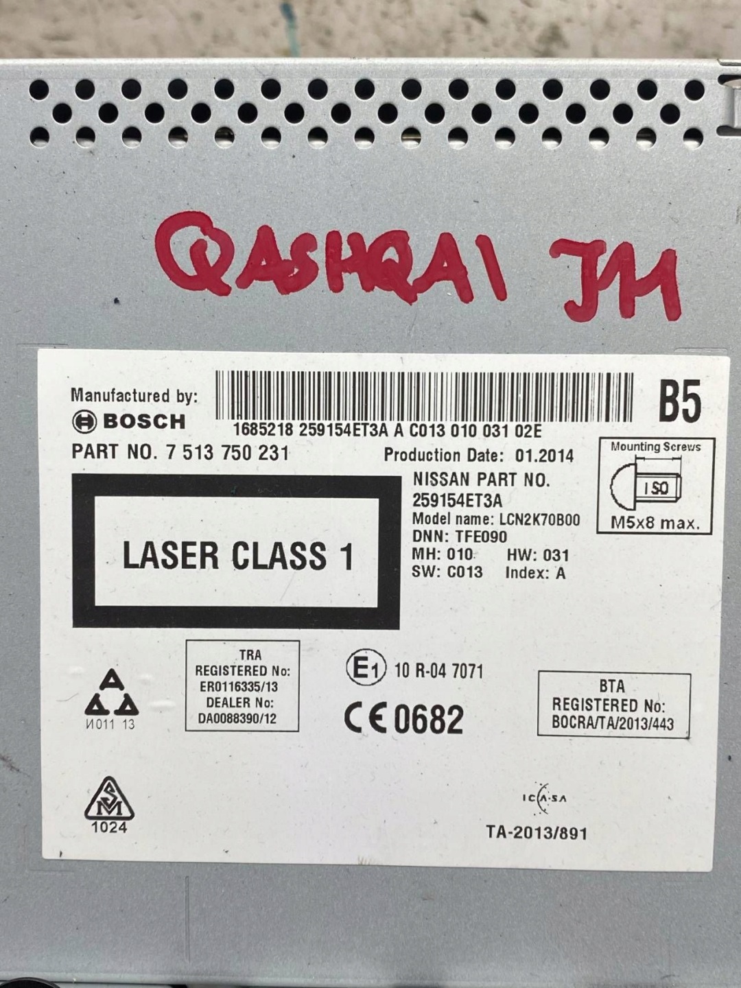QASHQAI J11 RADIO Navigation Bildschirm 259154ET3A
