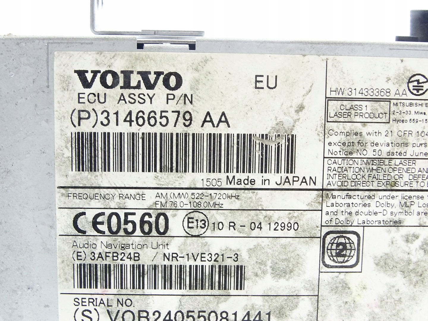 player RADIA navigation devices NAVI VOLVO V40 II 31466579AA