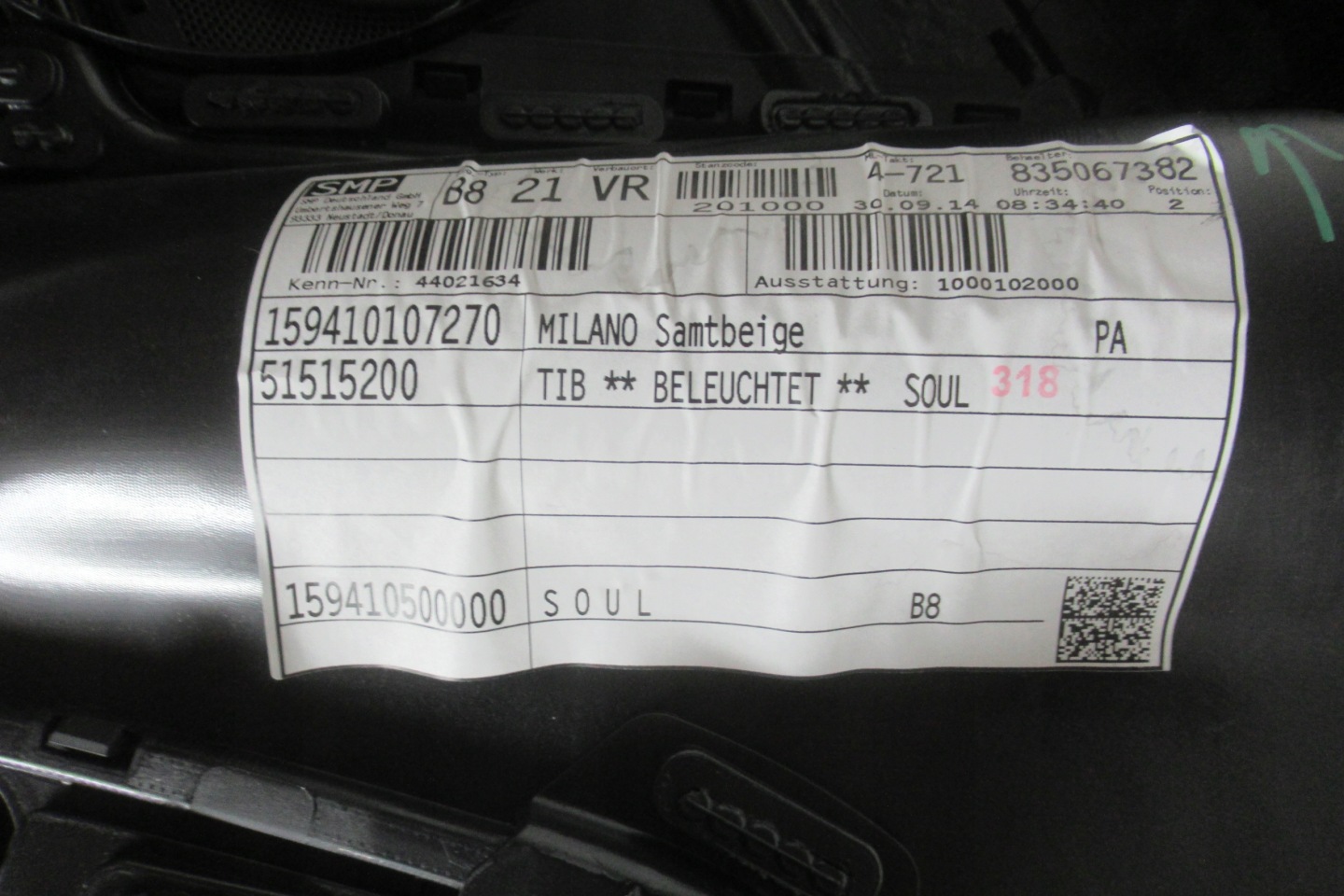 AUDI A4 B8 FL 2.0 TFSI 14R side upholstery door right front