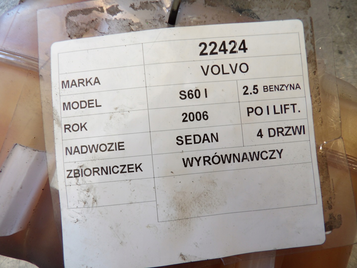 VOLVO S60 - Réservoir eau 006 5330