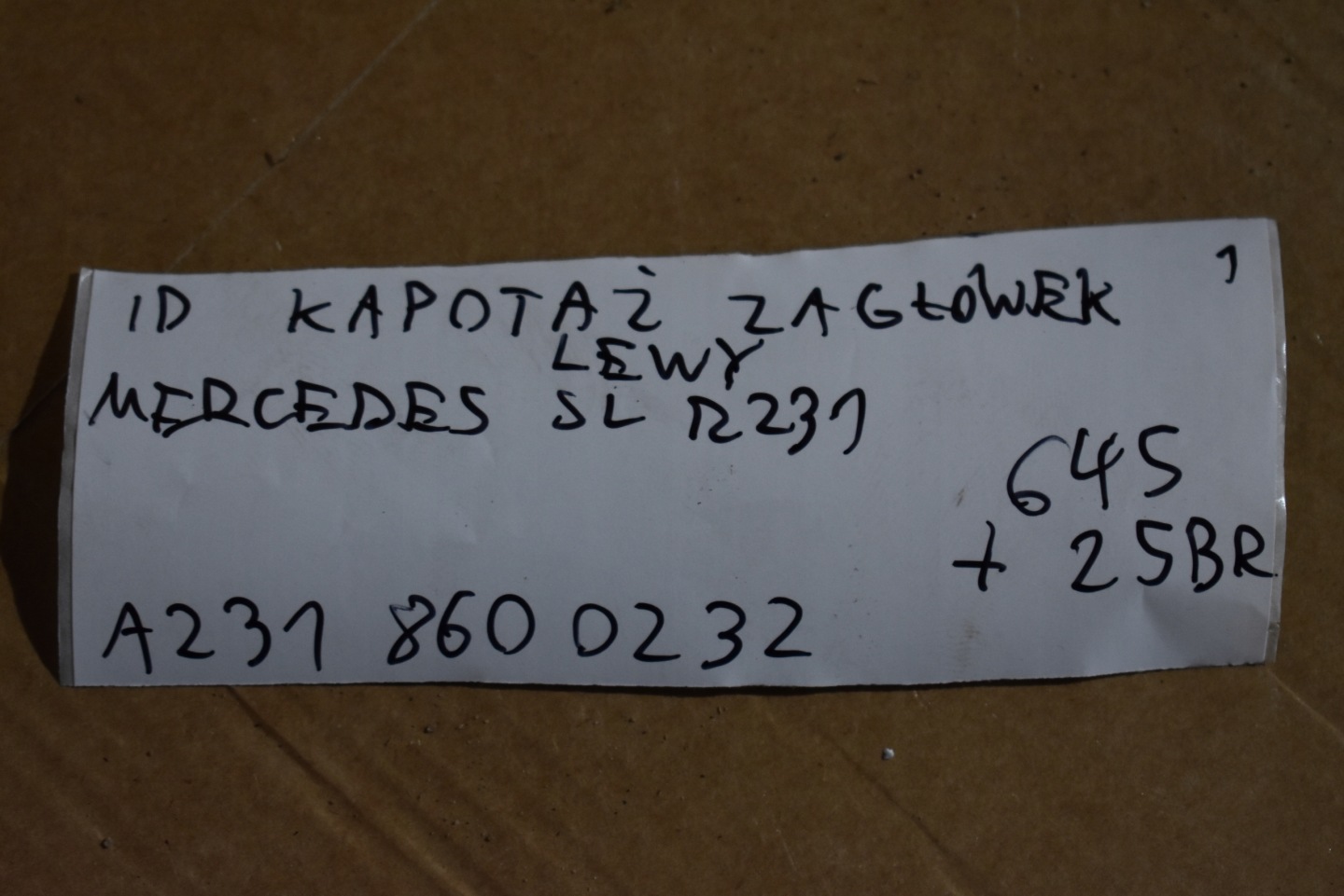 IDEALNY KAPOTAZ rest left MERCEDES SL R231 1