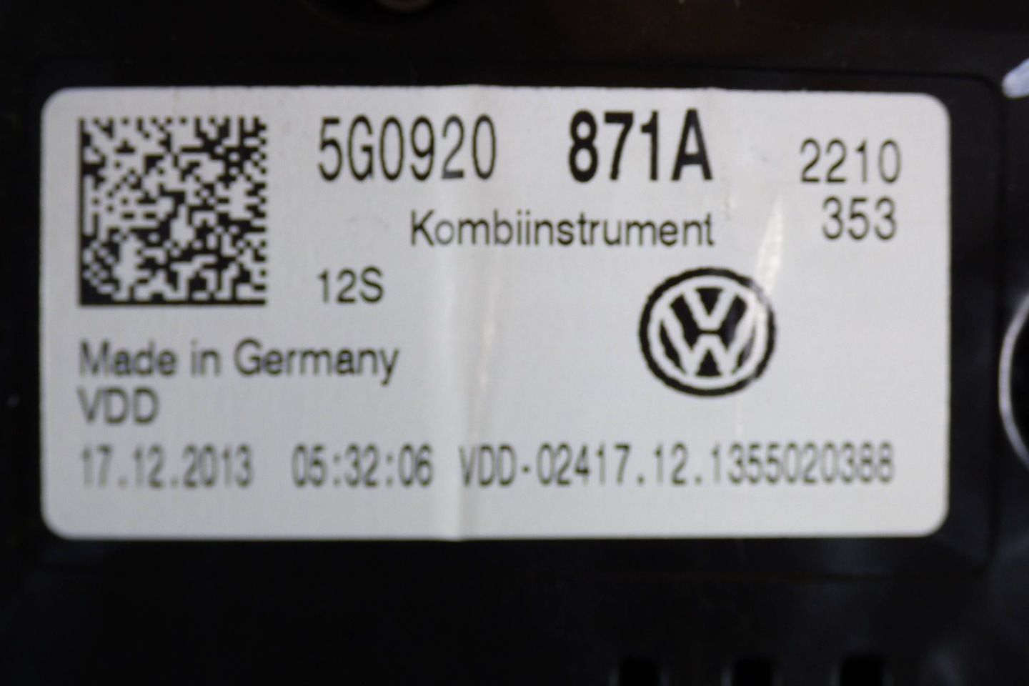 Volkswagen Golf VII dials dials 5G0920871A st.BDB
