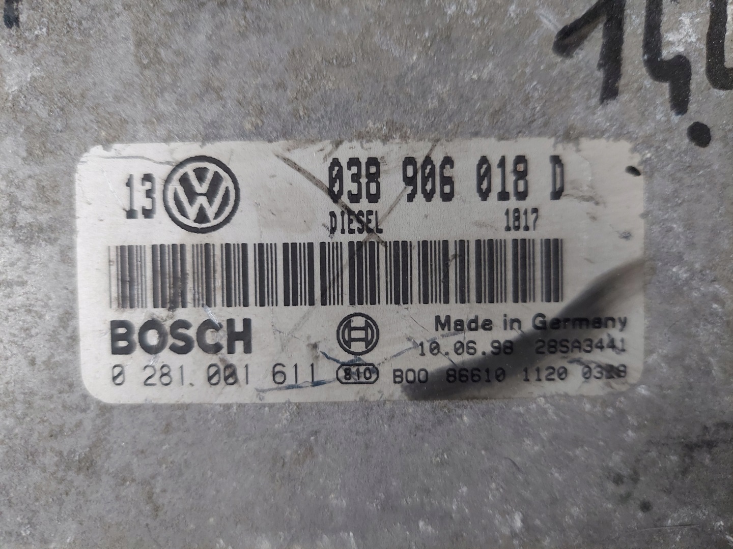 GOLF 4 1.9 TDI 038906018D control unit of the engine