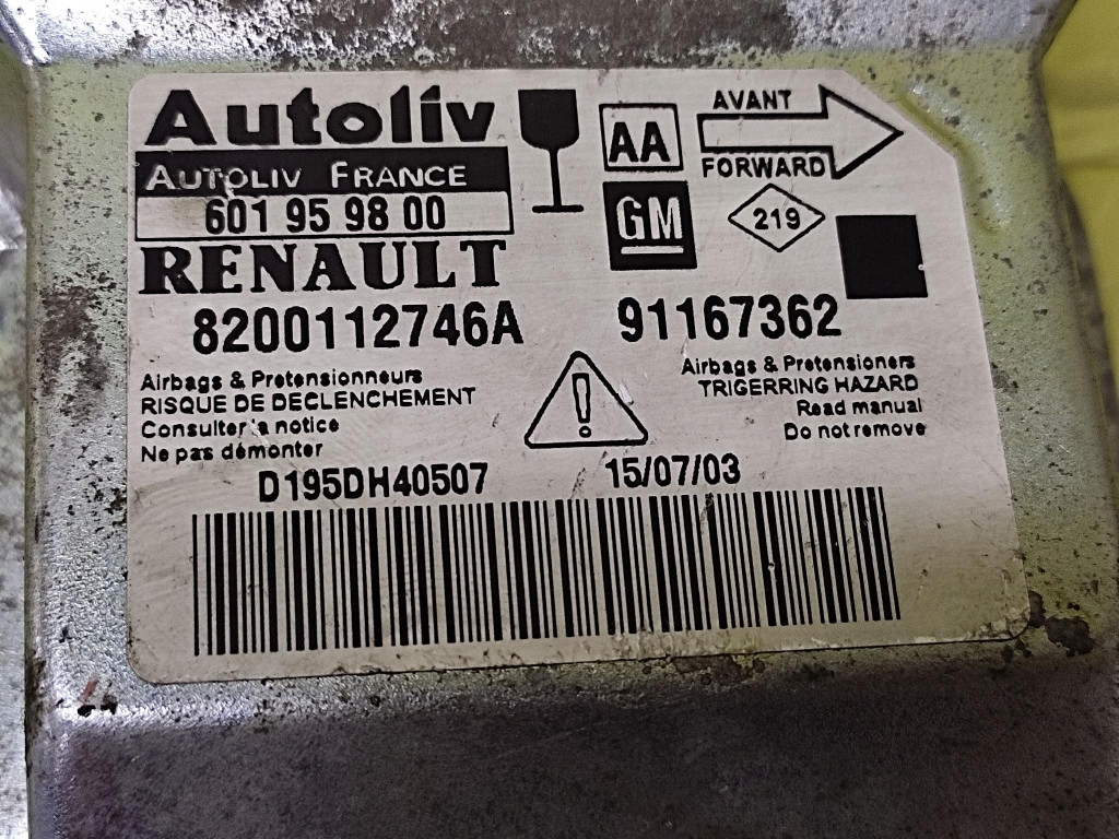 OPEL VIVARO SENSOR AIR BAG 8200112746