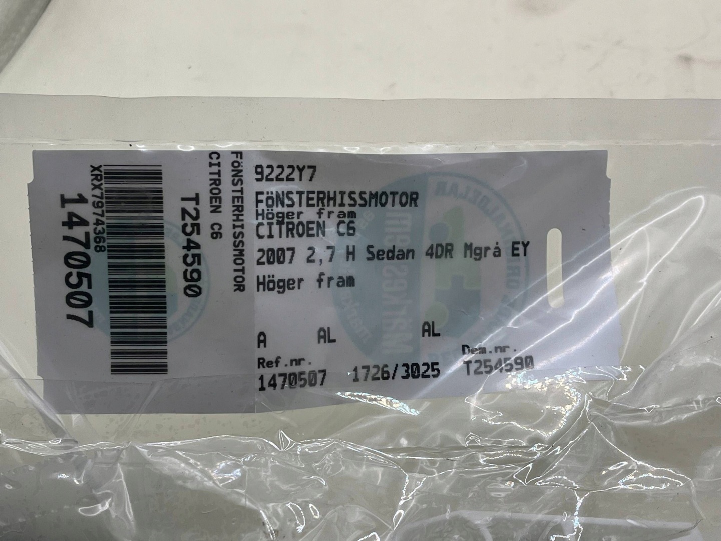 engine windows drzwiowej Citroen C6 3.0 HDiF V6 24V - 9222Y7 !J