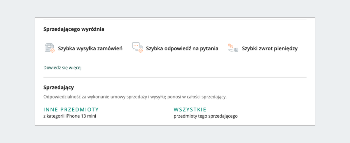 sekcja Sprzedającego wyróżnia