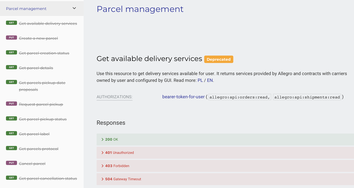 Deprecated parcel