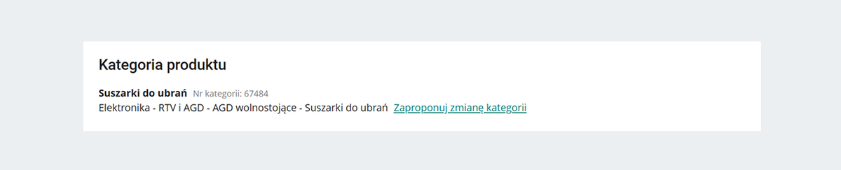 zrzut ekranu: widok ścieżki kategorii. Na końcu możesz kliknąć link i zaproponować zmianę kategorii.
