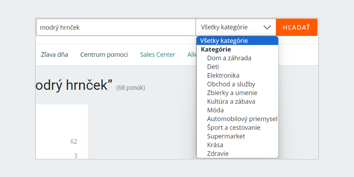 V ktorých kategóriách môžete vyhľadávať