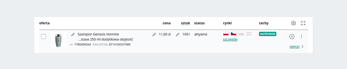 oferta w zakładce Mój asortyment