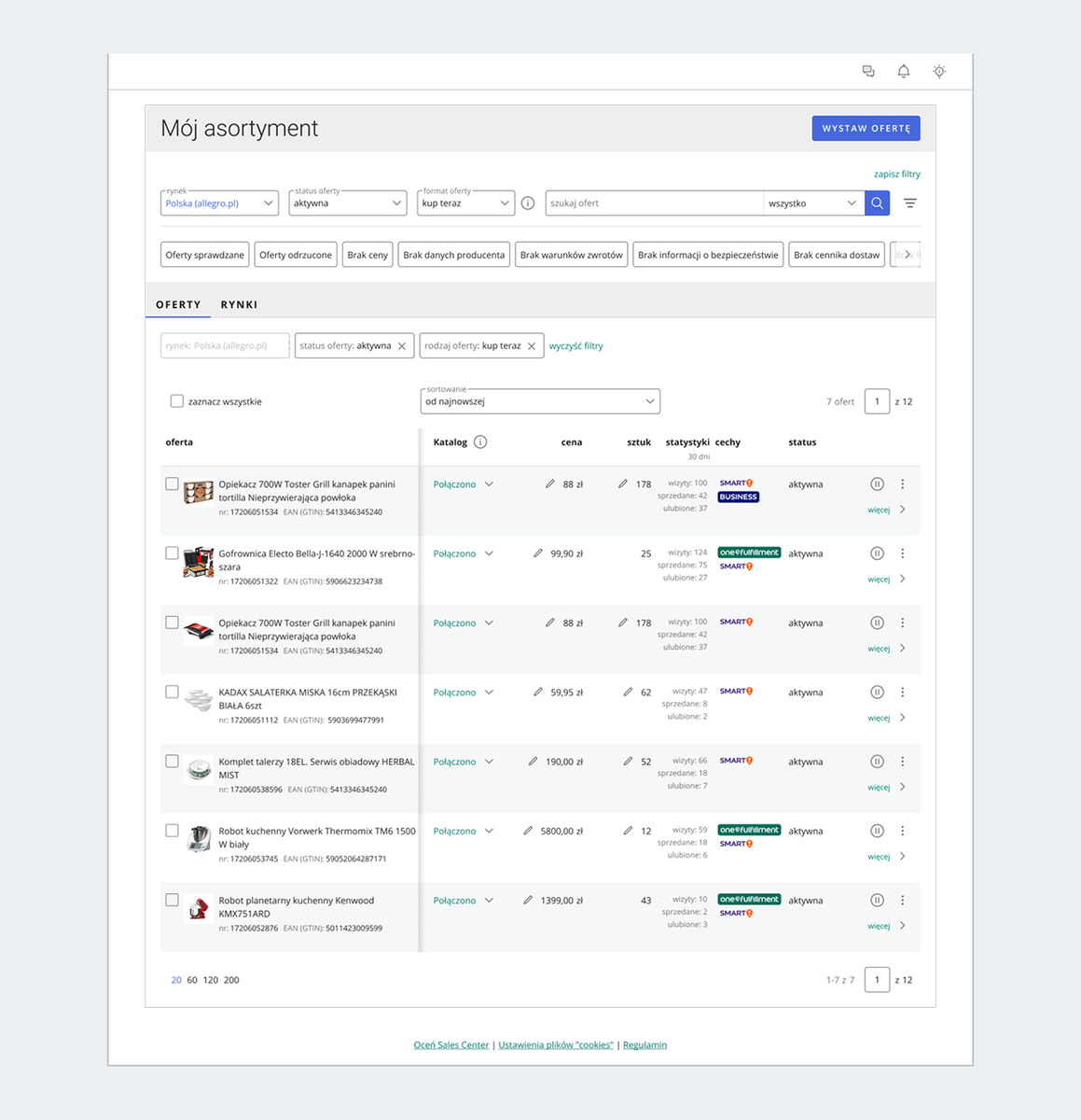 oznaczenie One Fulfillment w zakładce Mój asortyment