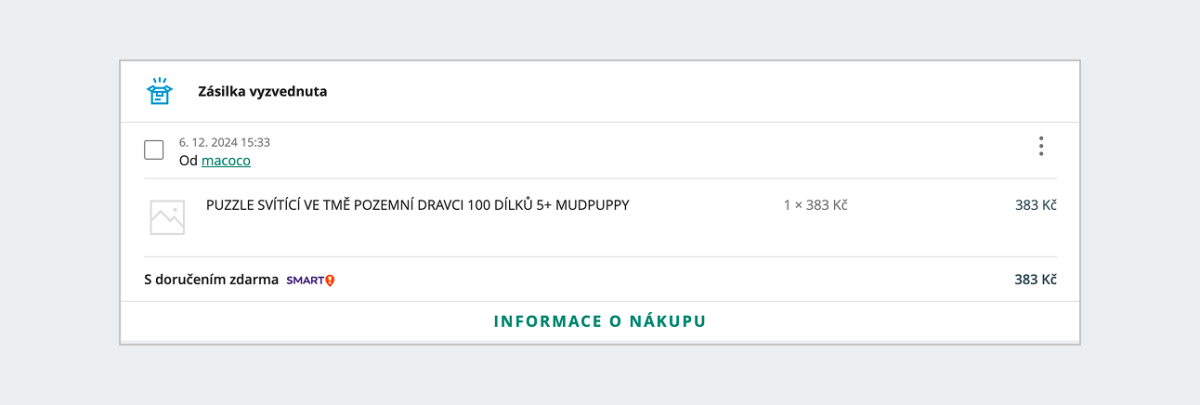 informace o nakupu
