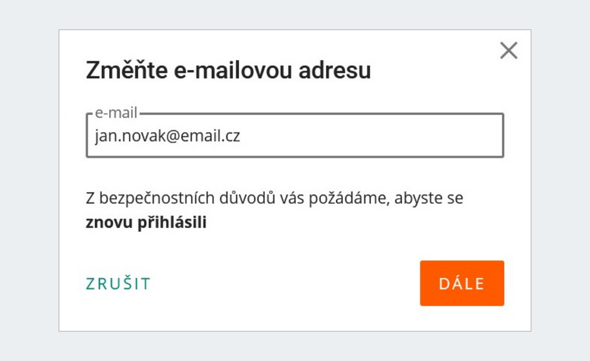 změnit e-mail