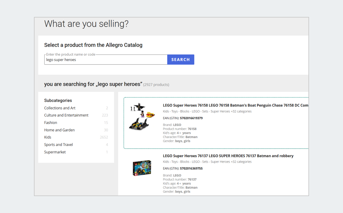 select product from list