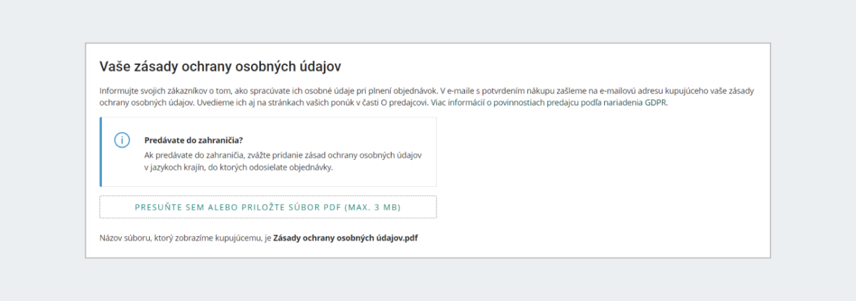 Vaše zásady ochrany osobných údajov