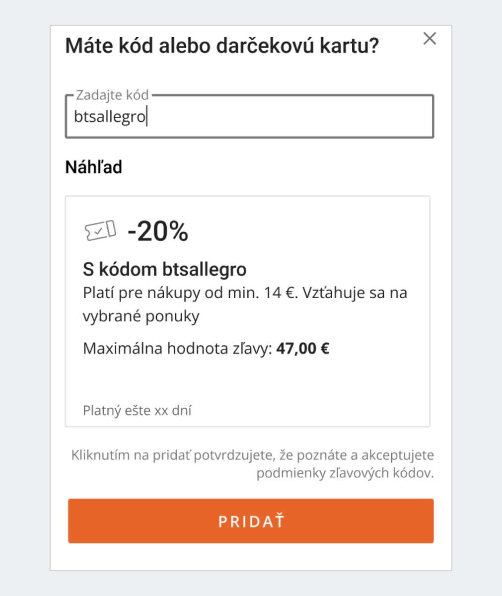 Discount code popup, white background, text-based, offers 20% discount.