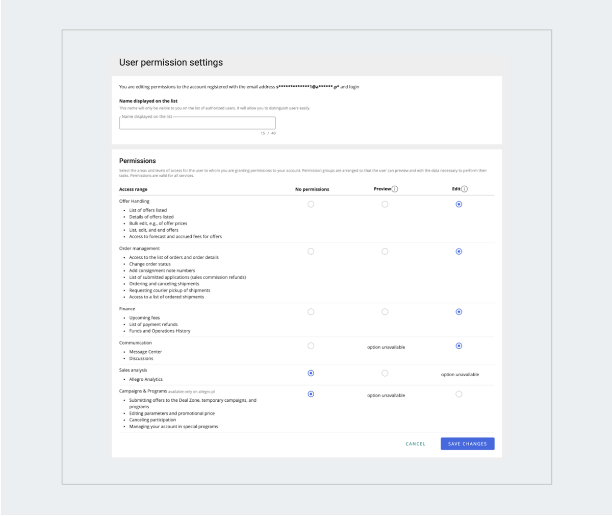 user permission settings