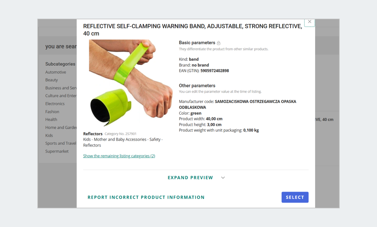 offer listing category