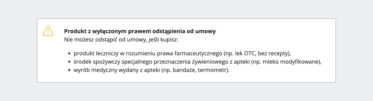 produkt z wyłączonym prawem odstąpienia od umowy