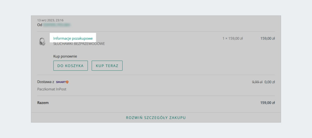 Informacje pozakupowe
