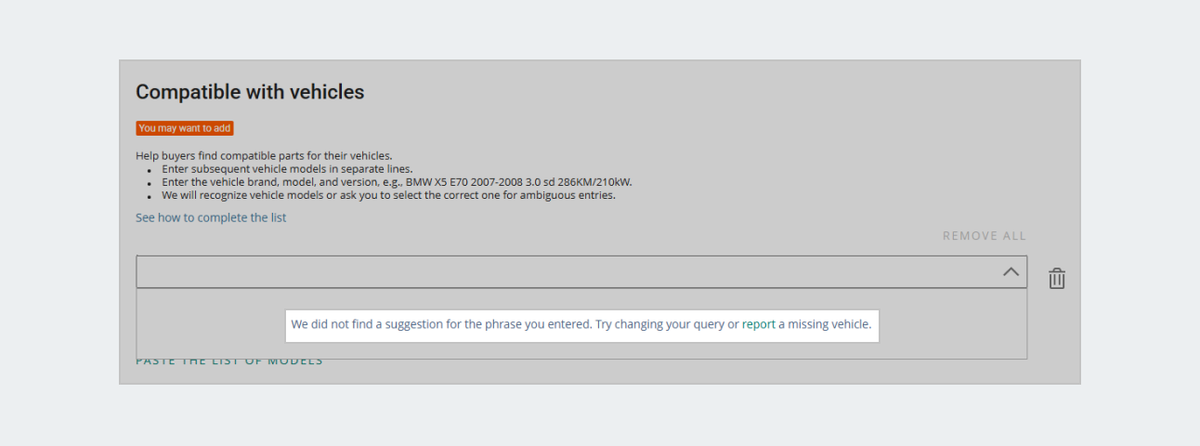 report a missing model button in compatible with section