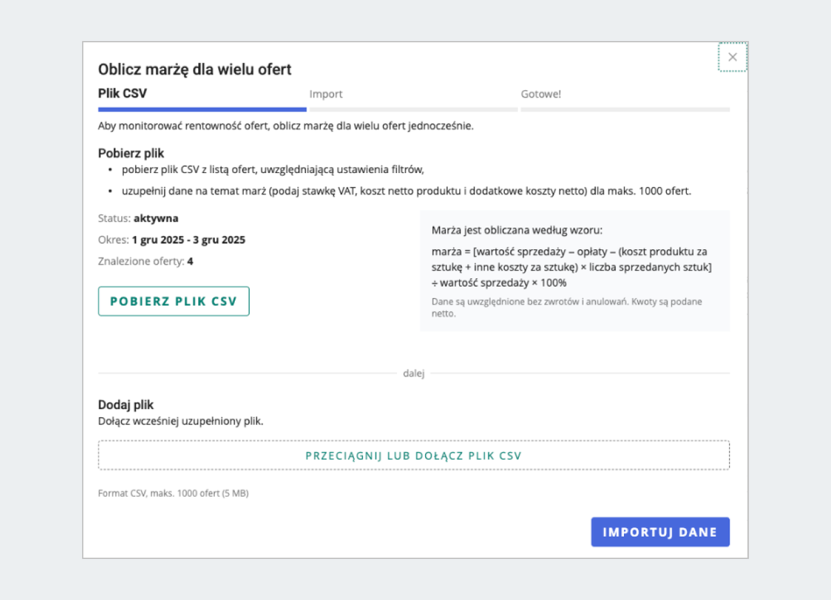 zrzut ekranu: obliczanie marży dla wielu ofert.png