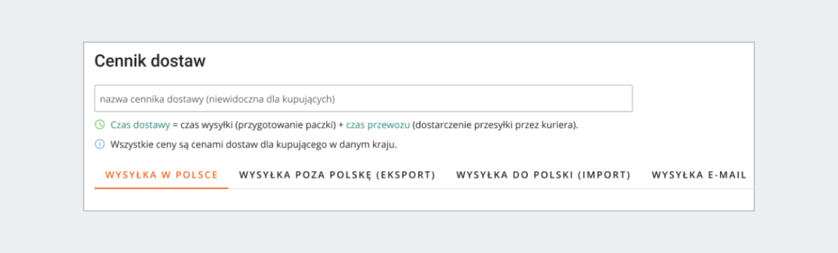 cenniki dostawy