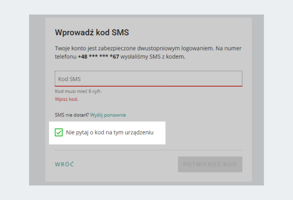 Nie pytaj o kod na tym urządzeniu