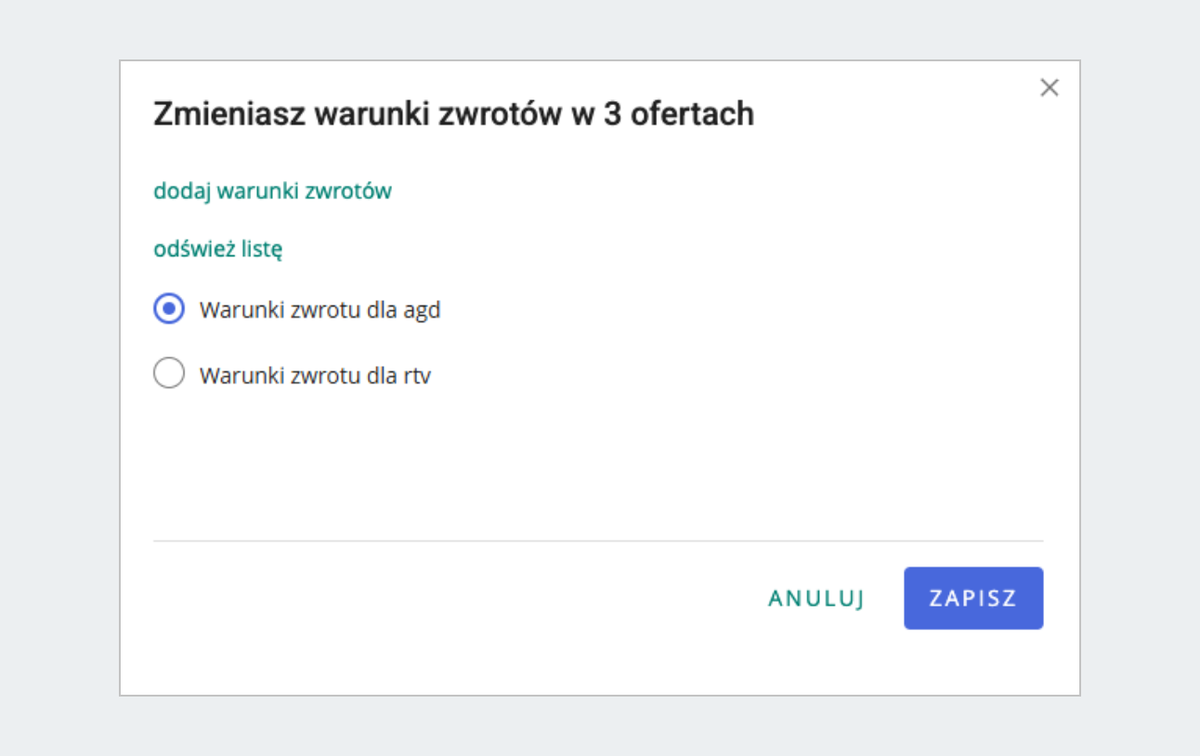 Zmieniasz warunki zwrotów w ofertach