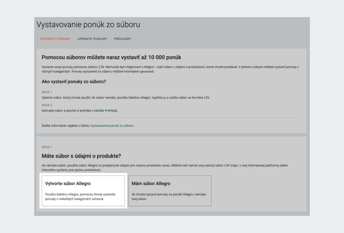 Možnosť Vytvorte súbor Allegro v záložku Vystaviť zo súboru