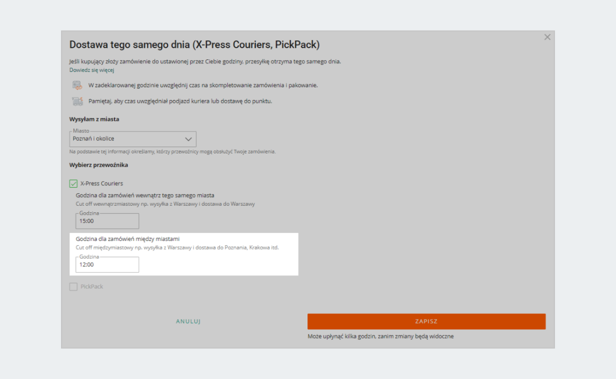 Dostawa tego samego dnia