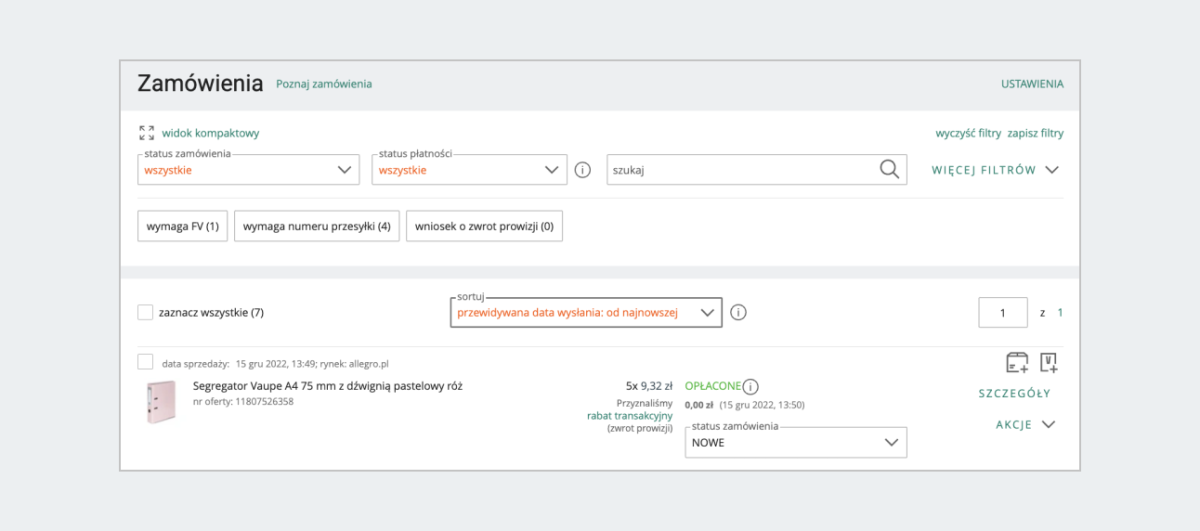 przewidywany czas wysyłki