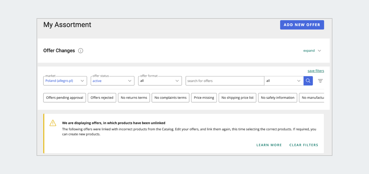 incorrect link my assortment notification