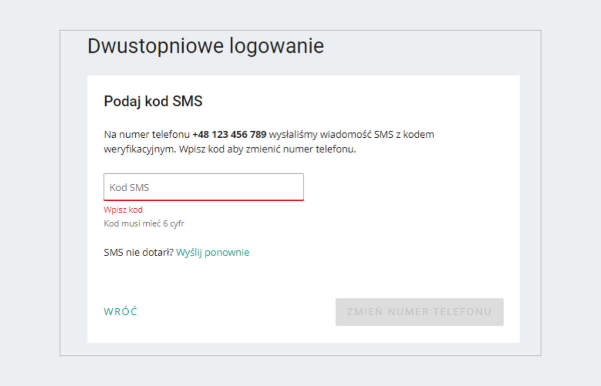 Podaj kod SMS