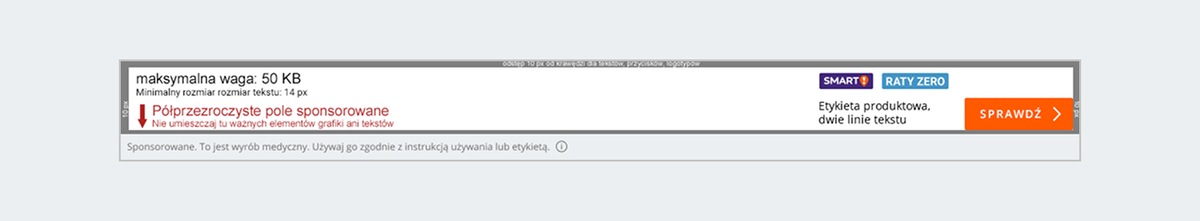 Przykład reklamy banerowej; marginesy