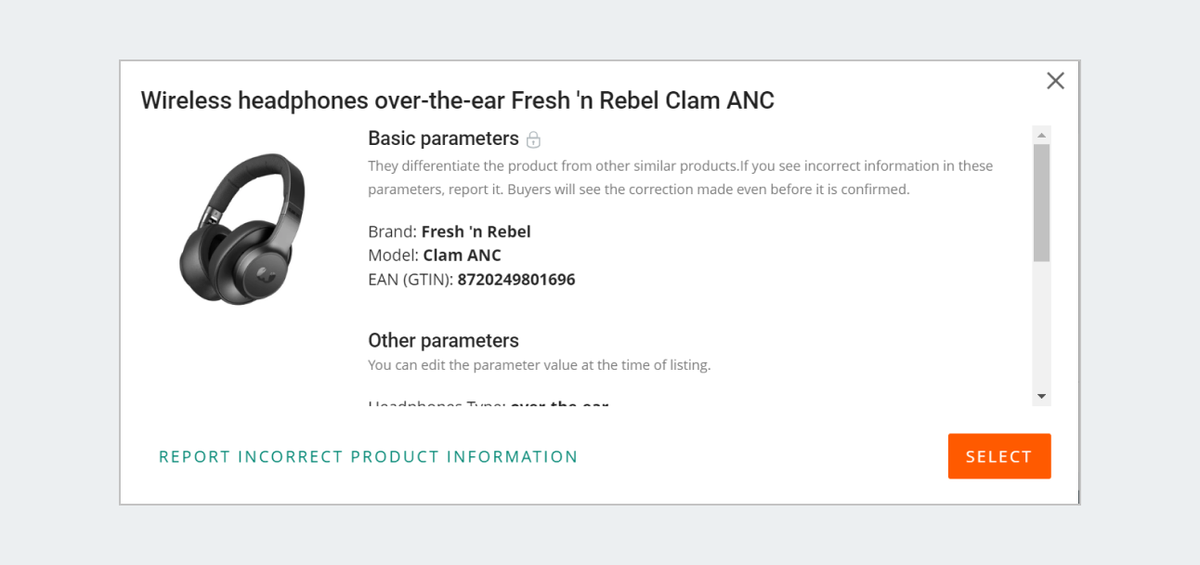 select the product
