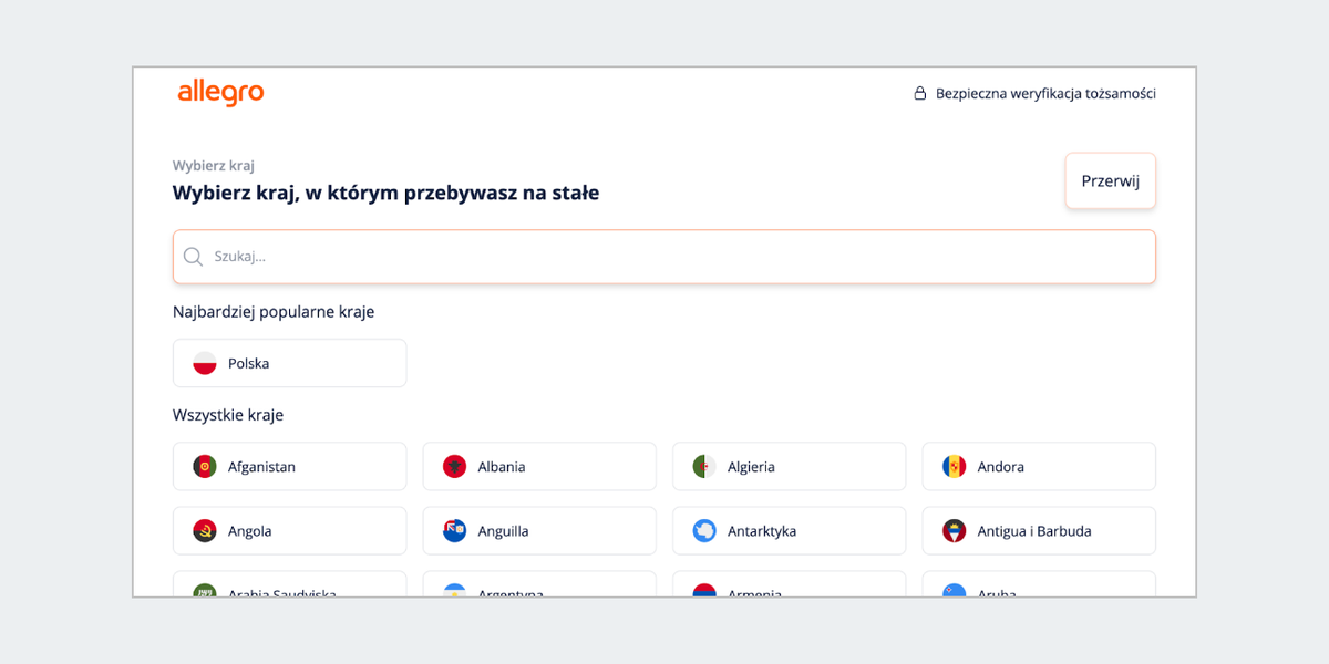 Wybierz kraj, w którym przebywasz na stałe