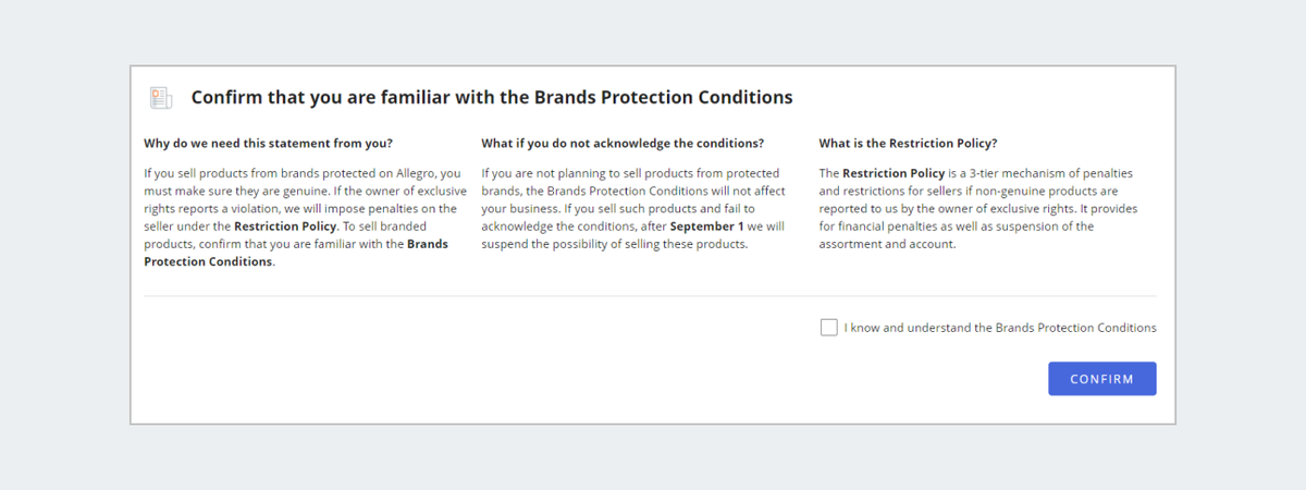 Brand Protection Conditions