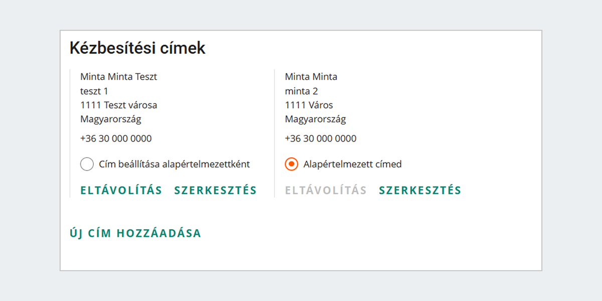 kézbesítési címek 2