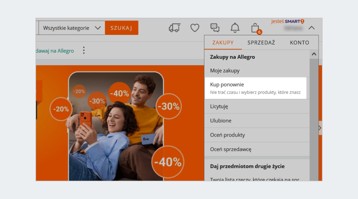 zakładka kup ponownie – wejście