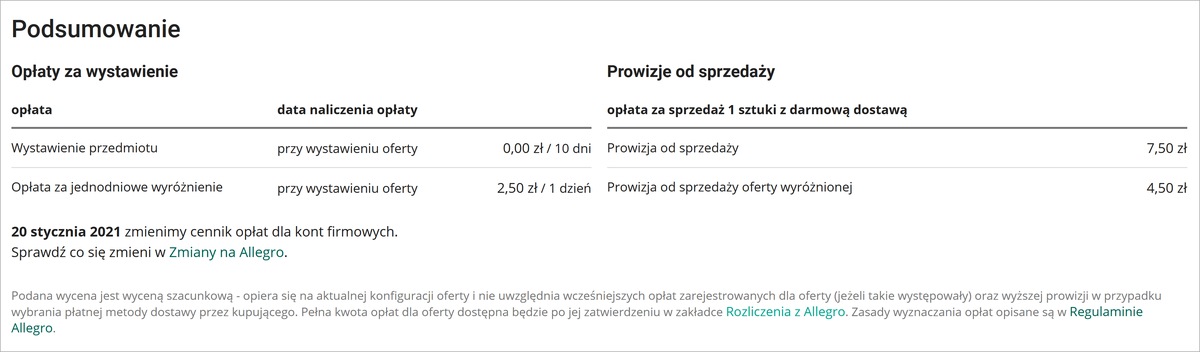 Wyswietlamy Prowizje Od Sprzedazy W Formularzu Wystawiania Aktualnosci Dla Sprzedajacych Allegro