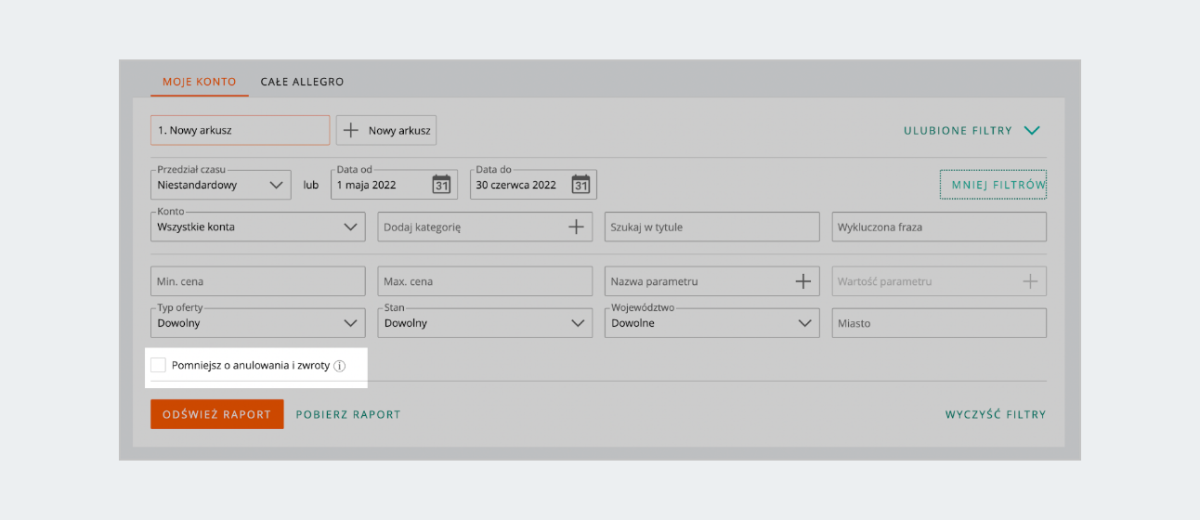 Pomniejsz raport o anulacje i zwroty