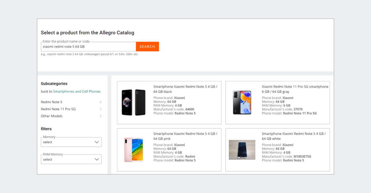 select a product
