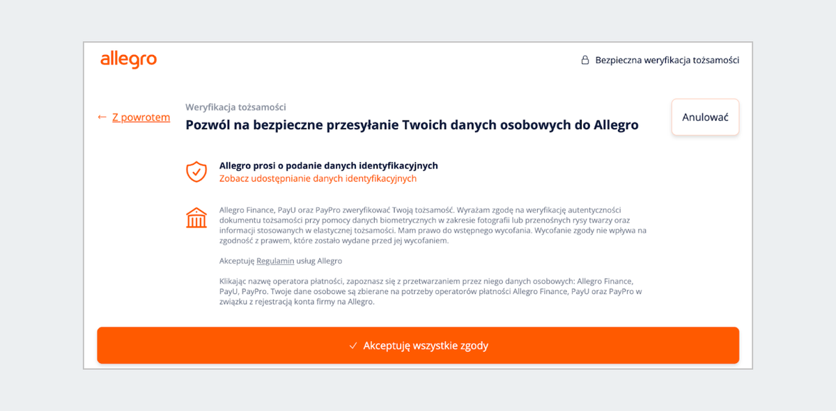 Weryfikacja tożsamości – akceptacja wszystkich zgód