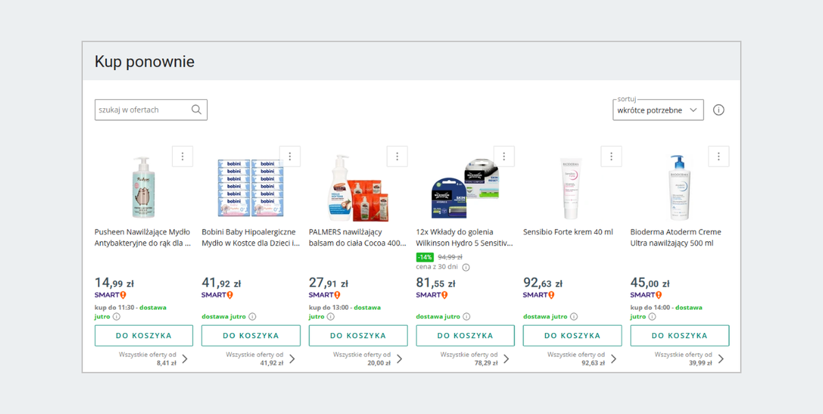 Zakładka kup ponownie
