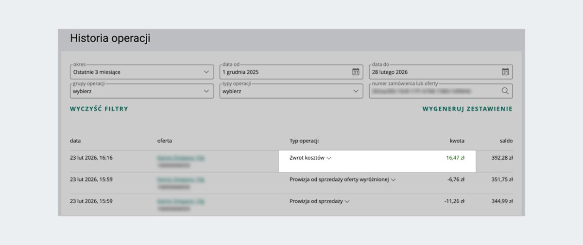 Historia operacji - przed zmianami