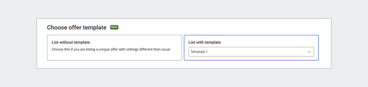 Choose offer template option when linking a product to the offer