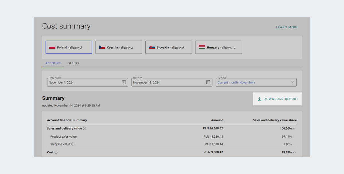 download csv report