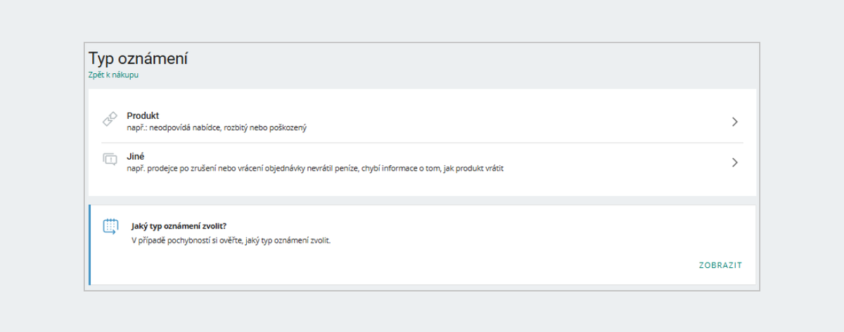 typ oznameni