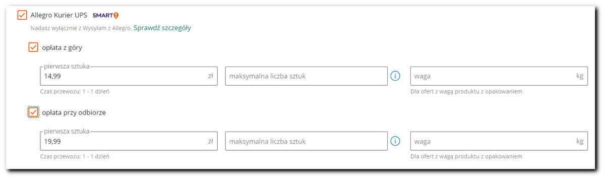 UPS cennik